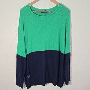 Ralph Lauren Green and Navy Colorblock Sweater